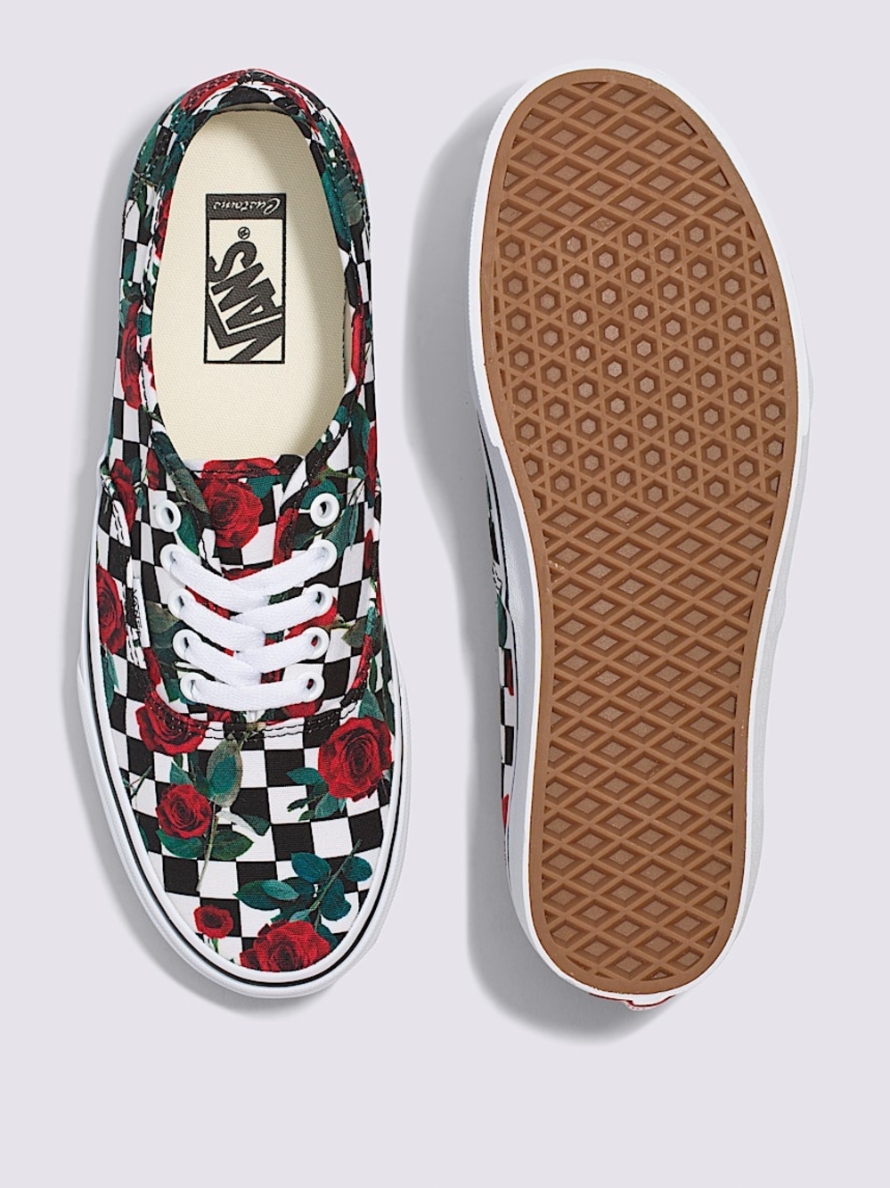 Vans Custom Checkerboard Rose Laced Sneaker - UNISEX - Black/Red/Green